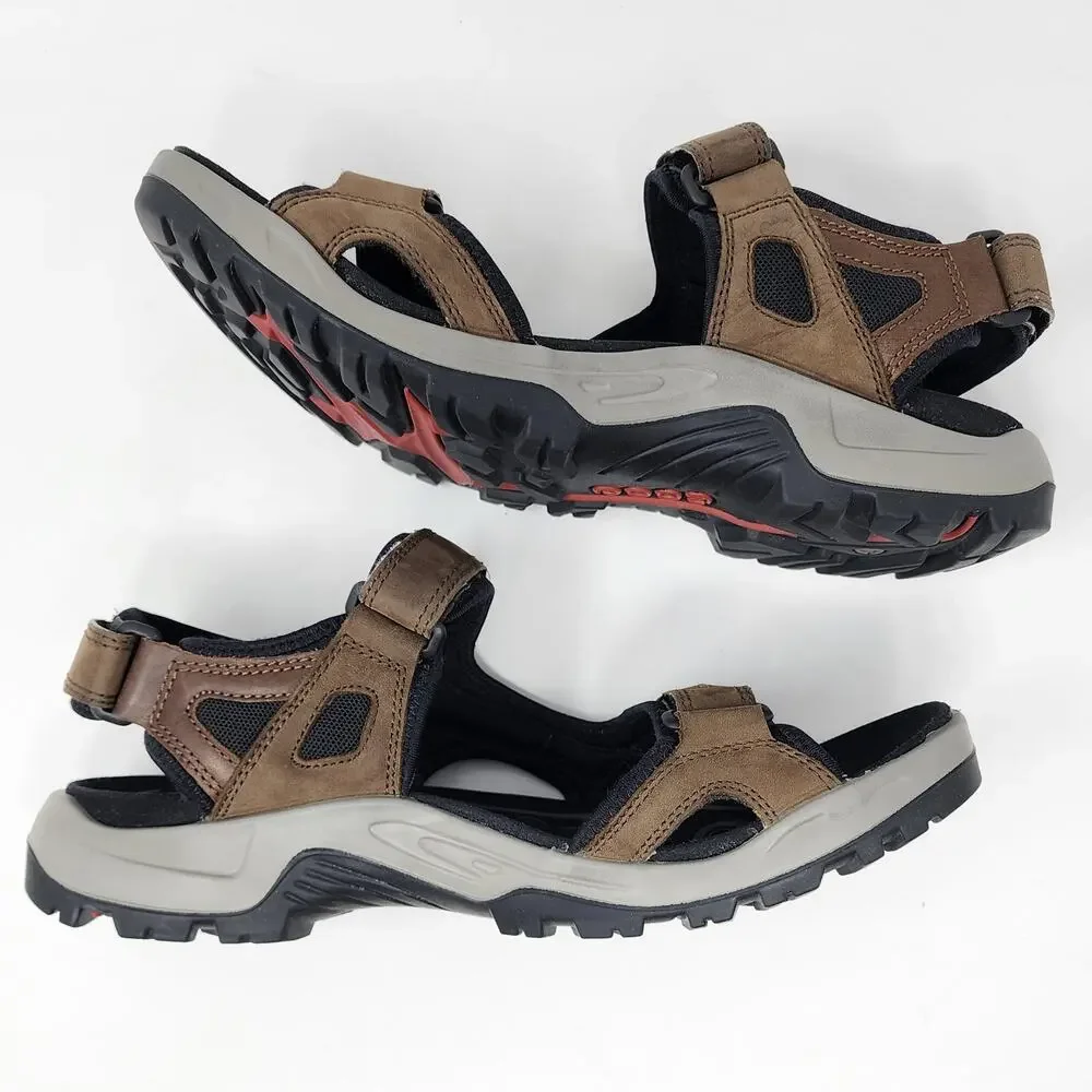 ECCO Offroad Hiking Sandal Men 12 Brown Nubuck Leather Comfort Shoes 06956456401